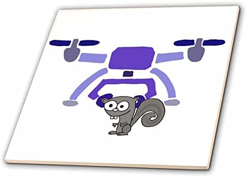 3drose engraçado drone fofo carregando desenho de sátira de esquilo voador - azulejos