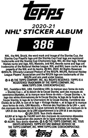 2020-21 TOPPS NHL Sticker 386 Jared McCann Pittsburgh Penguins Hockey Sticker Card
