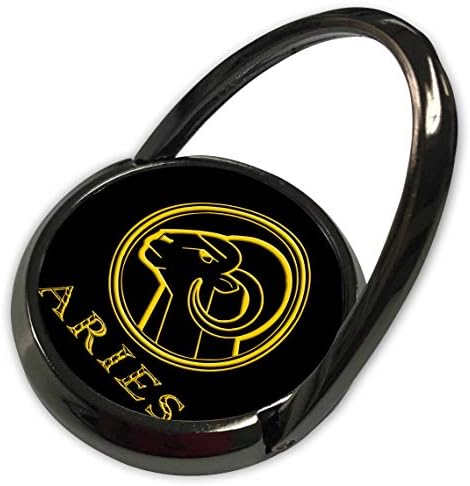 3drose alexis design - zodíaco - signo do zodíaco Aries. Imagem de uma RAM em uma estrutura redonda. Amarelo em preto - anel de telefone