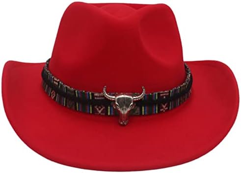 Chapéu de cowboy vintage para homens, Black Felt Felt Cowgirl Hat mexicano Western Cowboy Hat Wide Brim