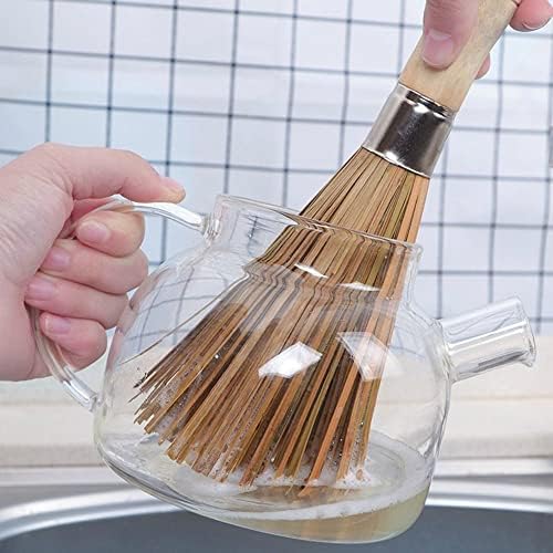 Brilhos de wok de bambu natural tradicionais, escova de limpeza de cozinha, escova de panela de cozinha