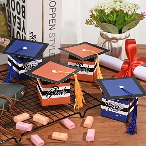 Caixa de presente de graduação MGZTTHW, 30pcs 2023 Capinhos de tampa de graduação com borlas, laranja