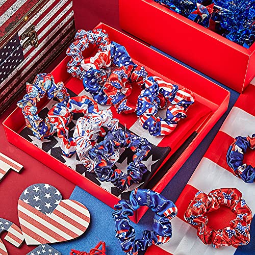24 peças scrunchies patrióticos scrunchie do dia da independência Scrunchies American Flag Star