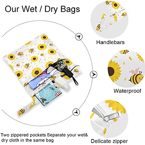 VISESUNNY BEA BEM DE GNUSFOLER 2PCS Saco molhado com bolsos com zíper Lava -espaços reutilizáveis ​​para viajar,