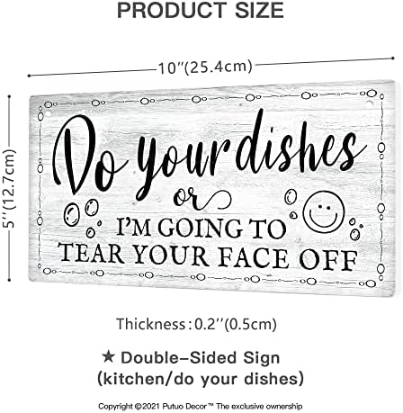 Putuo Decor Kitchen Sign, não deixe pratos sujos na pia, placa reversível de dupla face para restaurante,