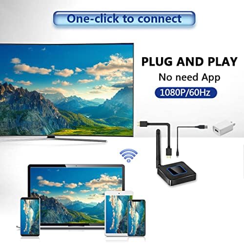 Wireless HDMI, adaptador de exibição do Dongle Receiver, Plugue de Decodificação e Play 4K de Anycast 4K, Miracast, DLNA Transmitir vídeo/áudio do Android, iOS, Windows e MacOS para TV/Projector