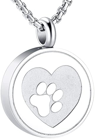 MyPower Pet Keepsake Jewelry Hold Dog Paw Pring no meu coração Pingente de urna em aço inoxidável