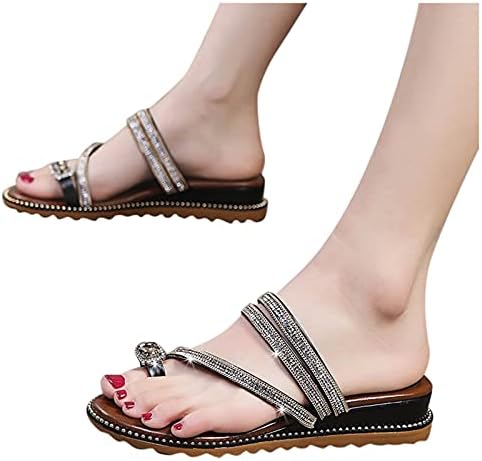Flippers para mulheres em pares de verão externo de verão, dois dedo do pé aberto diamante de ponta
