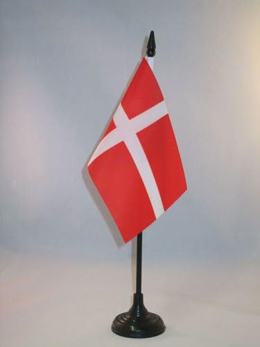 Bandeira da AZ Dinamarca Bandeira 4 '' 'x 6' ' - bandeira dinamarquesa de mesa 15 x 10 cm - palito