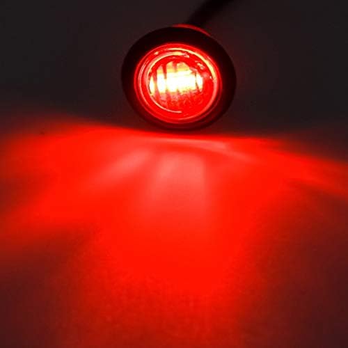Partsam 2 vermelho + 2 âmbar 3/4 de polegada Redonda Luzes LEDs 3 Fios 3-SMD Auxiliar Stop Braw Turn Signal Lights