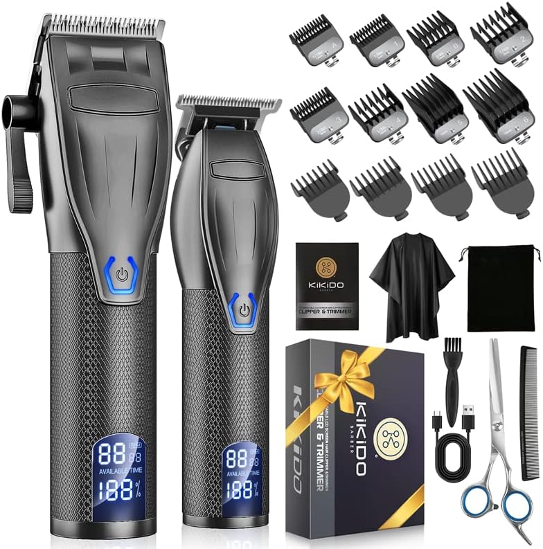 Clippers de cabelo para homens + kit de aparador t-blade t, cortador de cabelo sem fio para homens, aparador