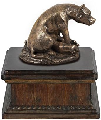 Staffordshire Bull Terrier Mama 2, Urn for Dog Ashes Memorial com estátua, nome do animal de estimação e citação