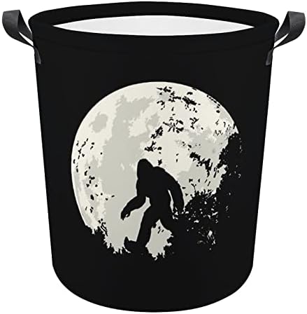 Bigfoot Moon Sasquatch cesto de lavanderia com alças Round Round Collapsible Laundry Horper Storage Basket