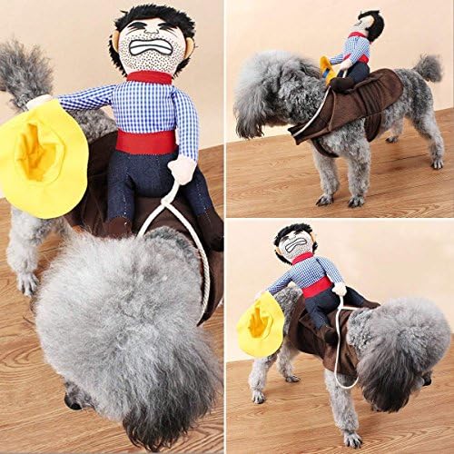 Fantasia de cão de cowboy de Ismarten para cães de roupa de cães estilo cavaleiro com traje de boneca e