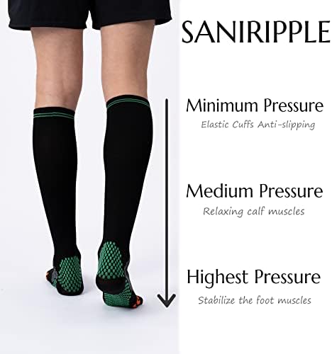 Meias de compressão de Saniripple para mulheres e homens de 20 a 30 mmHg de joelho alto - Melhor apoio para circulação,