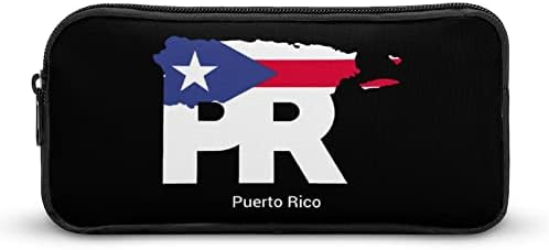 Puerto Rico Mapa Bandeira Lápis Caso de Big Capacidade de Armazenamento Marcador de Pen Pen Pen lápis Saco para a escola adolescente adulto