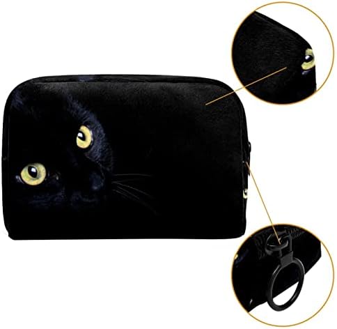 Bolsa de maquiagem tbouobt bolsa de bolsa cosmética bolsa bolsa com zíper, animal de gato preto