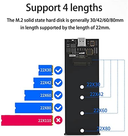 Tbiiexfl M.2 Caso externo SSD USB Tipo-C Porta USB 3.1 Gabinete 10Gbps M.2 Caso do disco rígido