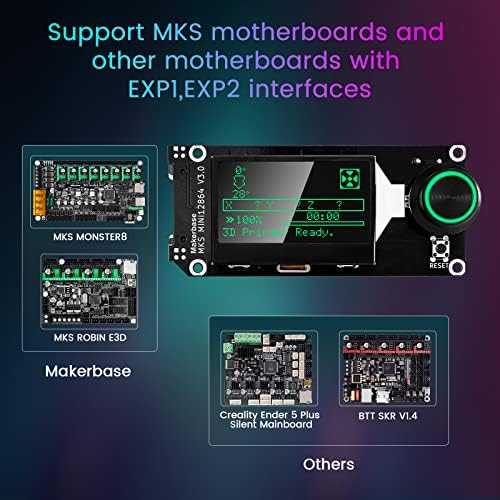 Makerbase Mini LCD Smart Display Controle da placa de controle Estilo lateral MKS Mini12864 V3 Insira