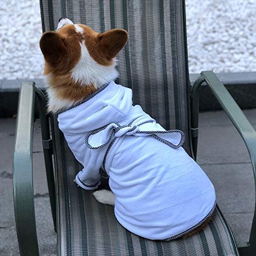 Dongker Dog Bathrobe, Puppy Capuz Robe Microfibre Dinheiro Toalha de secar com cintura para gato de cachorro