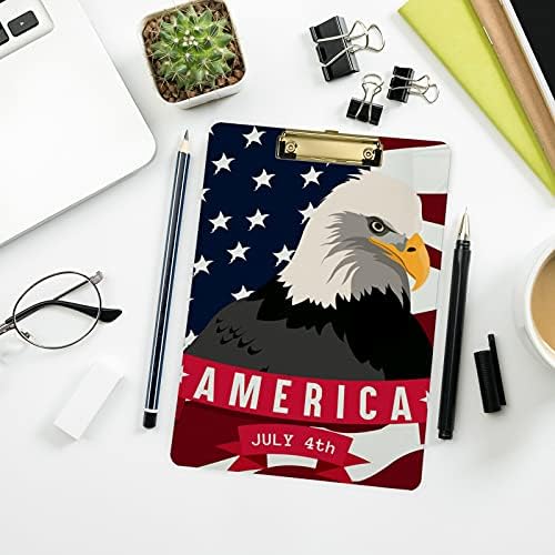 Placas de plástico de bandeira americana de águia com clipe de clipe de metal tamanhos de clipela