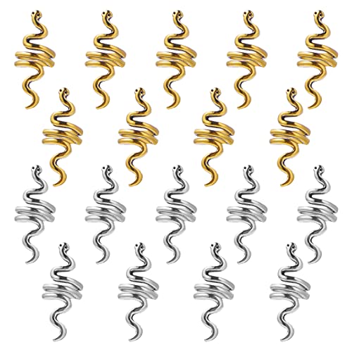 Wllhyf 18 peças Loc Acessórios de tranças de cabelos de cobra Metal Clipes Decoração Spiral Serpente Celta