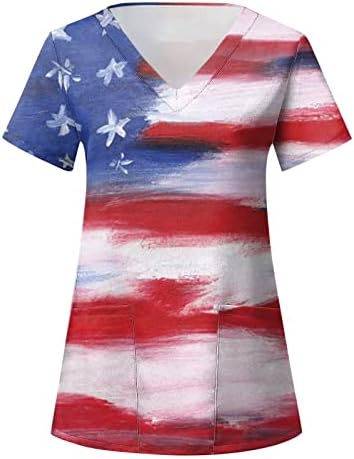 T-shirts de bandeira dos EUA para mulheres 4 de julho de verão de verão Camisetas de deco