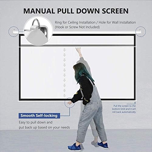 N/A 60-84 polegadas 16: 9 Manual Pull Down Screen Projector Auto-travamento Matte Fabric Fiber Glass Screen
