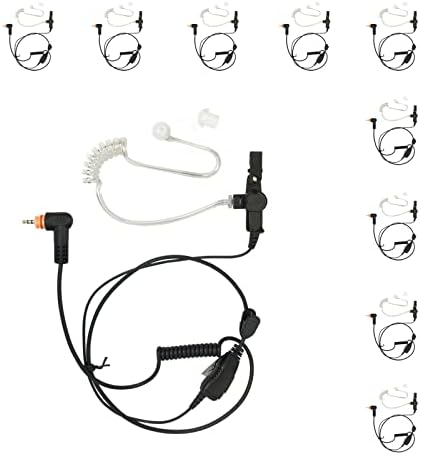PromaxPower [10-PACK] fone de ouvido de tubo acústico de segurança do FBI de 1 fio com microfone