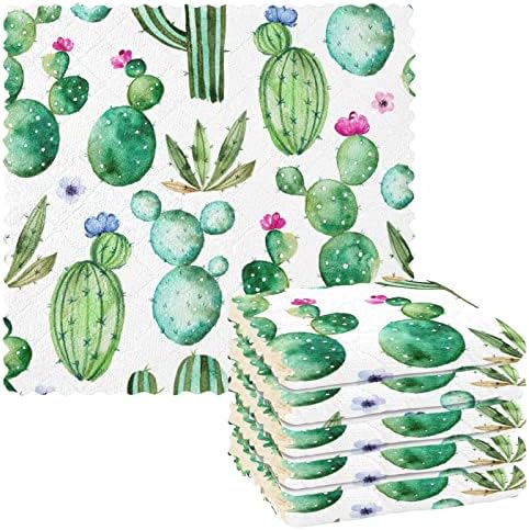 Sinestour cactus suculento panos de pratos florais 6 panos de limpeza de embalagem para lavar louça de secagem