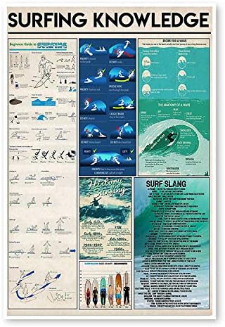 Desdirect2 Store Surfing Knowledge in the Banheiro - Poster de impressão engraçado de banheiro branco - cetim