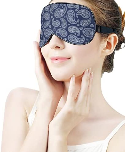Blue Paisley Bandana Sleep Mask Cober olho para homens bloqueia a luz para viajar de viagem Strap ajustável