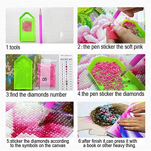 Pintura de diamante grande flor kits por números, DIY 5D Diamond Diamond Round Round Drill Cross Stitch Crystal
