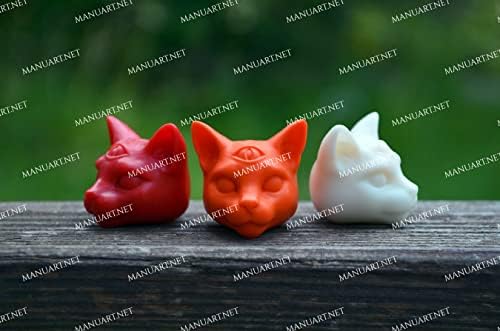 Mini molde de silicone 3D de cabeça mística de gato, vela, molde de sabão, concreto, resina,