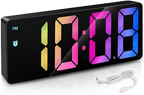 Alemamento de Yaboodn para quartos, tela HD de 6,5 polegadas com dígitos coloridos, 3 níveis de relógio de mesa