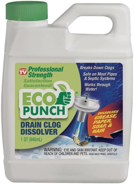 Eco Punch - Disolver de entupimento de dreno profissional de força profissional | Fórmula do peso pesado | Desalojar