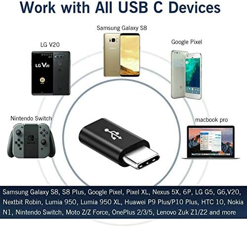 Micro USB para USB C Adaptador, Adaptador USB Tipo C Convenções Converter com resistor, carregamento rápido