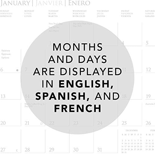 Gráfico no calendário do mini parede do jardim, calendário de parede de 16 meses de 2019 com fotografias coloridas de jardim, 3 idiomas e férias importantes, calendário de 2019, 7 x 7