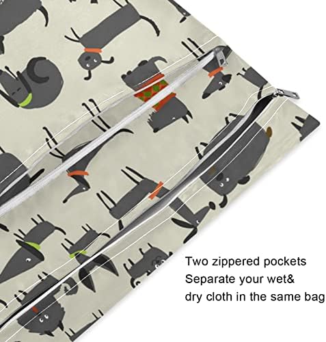 Kigai cães fofos1 sacos secos molhados para fraldas de pano de bebê sacos molhados reutilizáveis ​​com