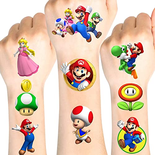 10 folhas Supers de tatuagens temporárias super mario, Mario Birthday Party Supplies Favors super