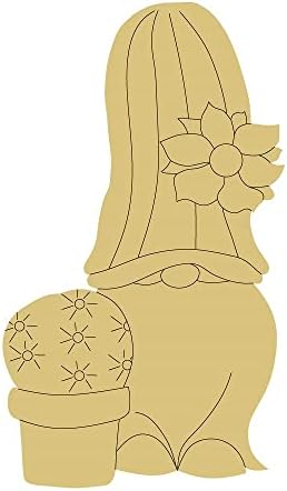 Cactus Gnome Design by Lines Cutout Wood Wood Summer Spring Door Summer Mdf Shape Canvas Style 1 Art 1