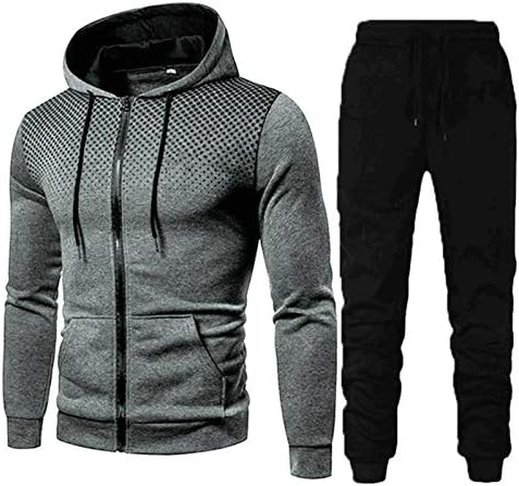 Pants Fitness Men's Suit com Dots Capuz Casual Sports and Sweatshirt Winter Men Suits & Sets Kan Sui