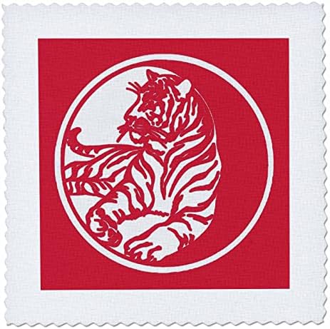 3drose tiger silhuette em arte de tatuagem tribal branca Arte vetorial - quadrados de colcha