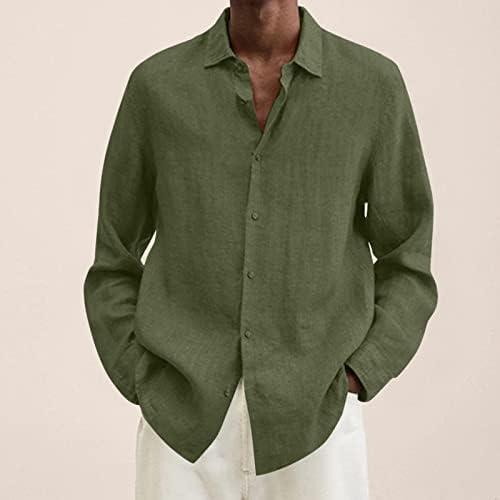 XXBR Mens algodão linho de algodão camisetas, plus size de manga longa em forma solta Summer outono