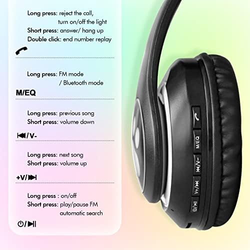 Fones de ouvido sem fio infantis, faixa ajustável, tomada de 3,5 mm, fones de ouvido Bluetooth para crianças, controle