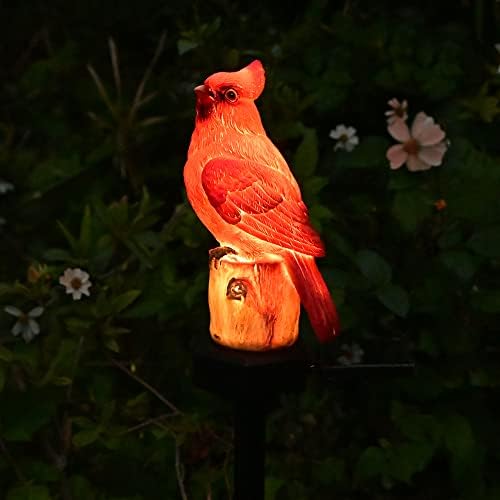Juliahestia Cardinal Garden Garden Decor Bird Feliz Solar Luz solar ao ar livre Patio pátio pátio de jardim