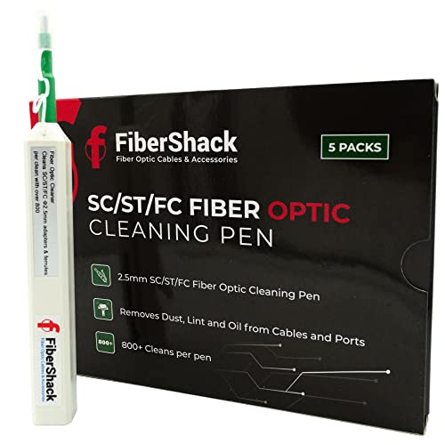 Fibershack - caneta de limpeza de fibra LC de 1,25 mm. 800+ Limpador de fibra de clique único. Limpador