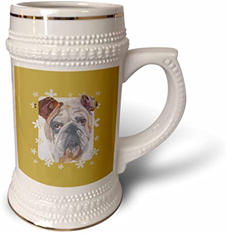 Vector de retrato de bulldog americano 3drose com borda fofa - 22oz de caneca de Stein