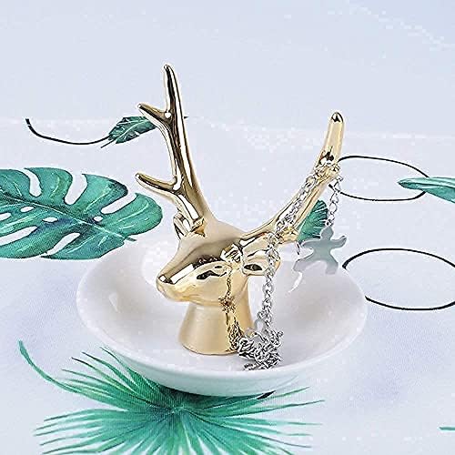 MOSSTYUS JEWELRY Bandeja Decorativa de Gold Deer Cerâmica de Cerâmica do Anel Patrilhão Placa Treladeira