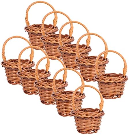 Doitool 10pcs Mini-tecido cesto com alças- cestas de vime de mini rattan- cesto de mini fofo para festas